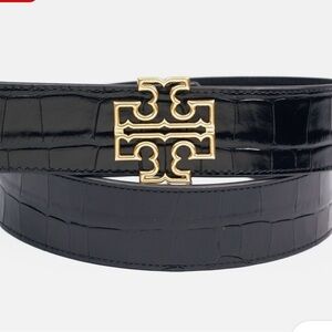 Tory Burch Embossed Belt with Gold Logo